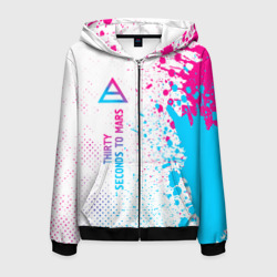 Мужская толстовка 3D на молнии Thirty Seconds to Mars neon gradient style: по-вертикали