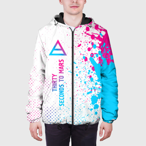 Мужская куртка 3D Thirty Seconds to Mars neon gradient style: по-вертикали, цвет 3D печать - фото 4