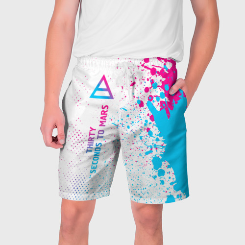 Мужские шорты 3D Thirty Seconds to Mars neon gradient style: по-вертикали, цвет 3D печать