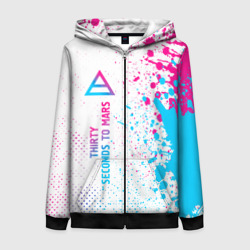 Женская толстовка 3D на молнии Thirty Seconds to Mars neon gradient style: по-вертикали