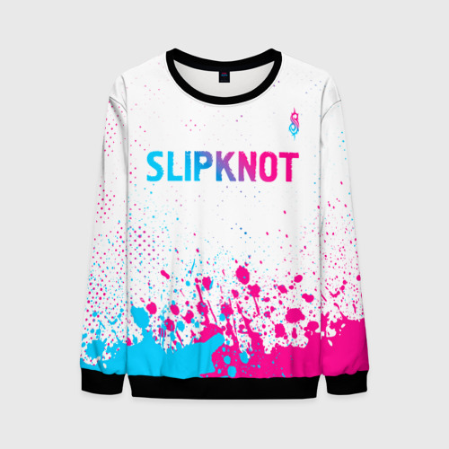 Мужской свитшот 3D Slipknot neon gradient style посередине, цвет черный