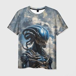 Мужская футболка 3D Синий ксеноморф 