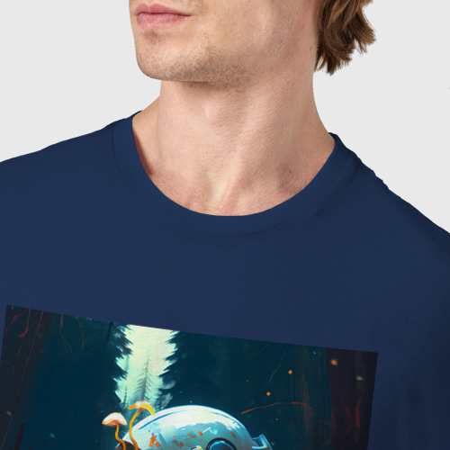 Мужская футболка хлопок Космонавт и лес, цвет темно-синий - фото 6