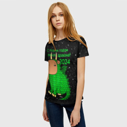 Женская футболка 3D Капибара дракон - фото 2