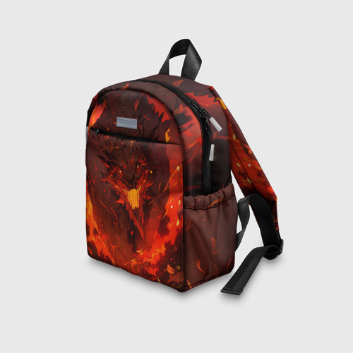 Детский рюкзак 3D с принтом Evil dragon on fire, вид сбоку #3