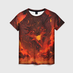 Женская футболка 3D Evil dragon on fire