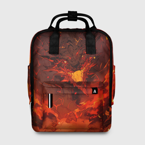 Женский рюкзак 3D с принтом Evil dragon on fire, вид спереди #2
