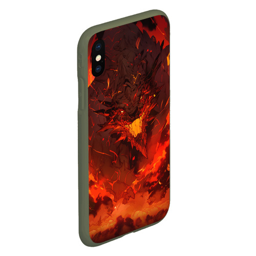 Чехол для iPhone XS Max матовый с принтом Evil dragon on fire, вид сбоку #3