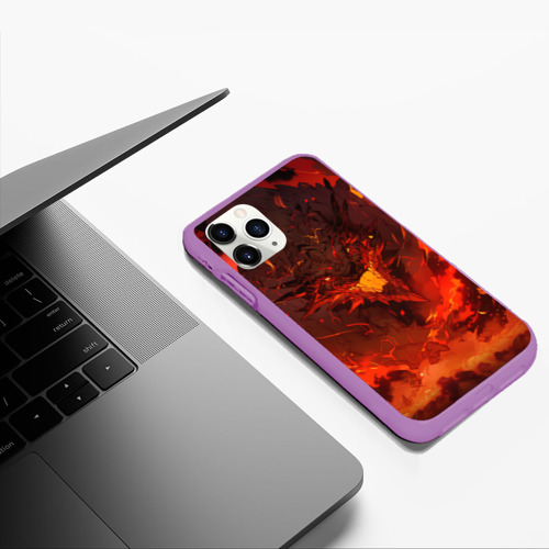Чехол для iPhone 11 Pro Max матовый с принтом Evil dragon on fire, фото #5