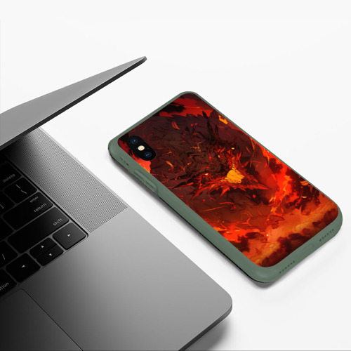 Чехол для iPhone XS Max матовый с принтом Evil dragon on fire, фото #5