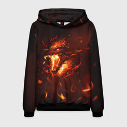 Мужская толстовка 3D Злой дракон в огне