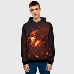 Мужская толстовка 3D Злой дракон в огне - фото 2