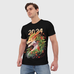 Мужская футболка 3D Новогодний дракон 2024 - фото 2
