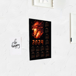 Постер с принтом 2024 год Огненный дракон для любого человека, вид спереди №3. Цвет основы: белый