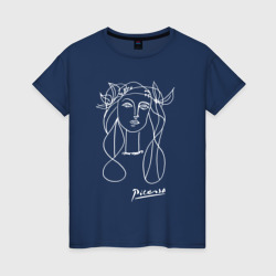 Пикассо линейный портрет Франсуазы Жило – Женская футболка хлопок с принтом купить со скидкой в -20%