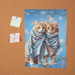 Постер Ван Гог Цветущий миндаль - рыжие котики - фото 2