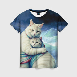 Айвозовский Среди волн - влюбленные котики – Женская футболка 3D с принтом купить со скидкой в -26%