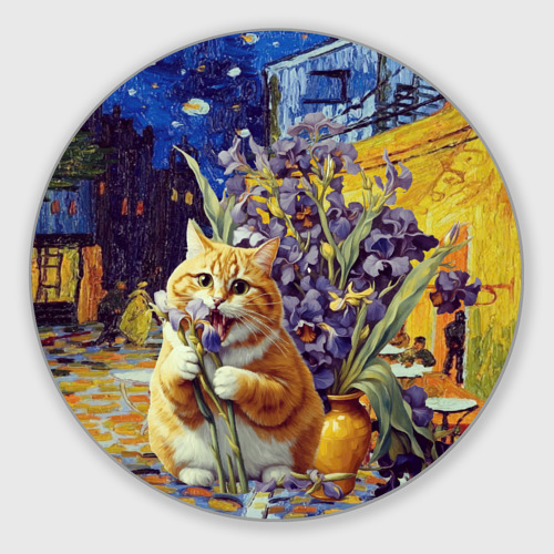 Круглый коврик для мышки Толстый рыжий кот Ван Гога