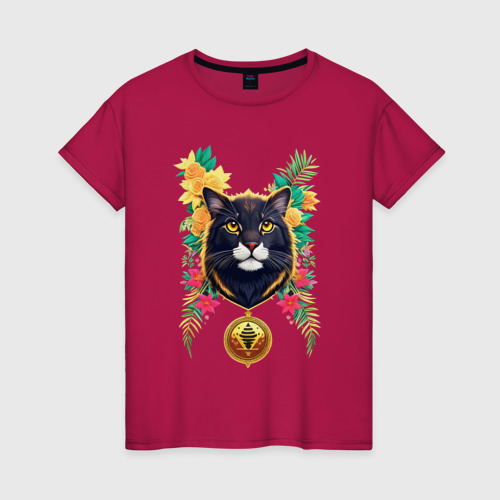 Женская футболка хлопок Пума в джунглях, цвет маджента