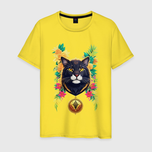 Мужская футболка хлопок Пума в джунглях, цвет желтый
