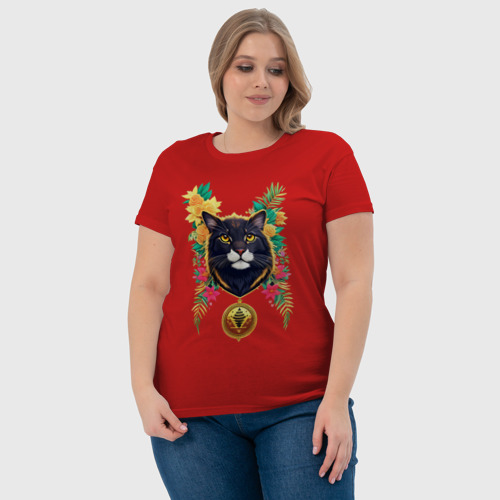 Женская футболка хлопок Пума в джунглях, цвет красный - фото 6
