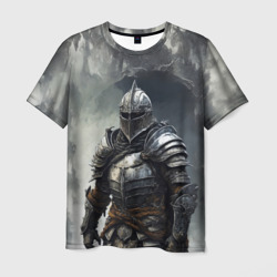 Мужская футболка 3D Рыцарь в туманных горах