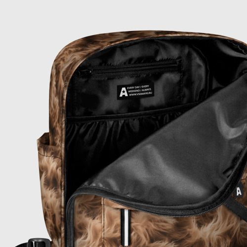 Женский рюкзак 3D с принтом Меховой паттерн коричневый, фото #5