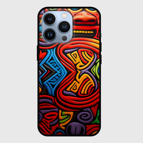 Чехол для iPhone 13 Pro Разноцветный узор в стиле абстракционизм, цвет черный