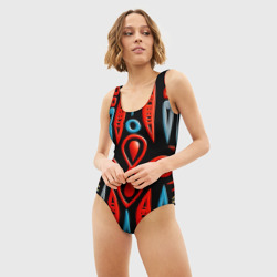 Женский купальник 3D Красно-синий узор в африканском стиле