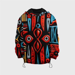 Детская куртка 3D Красно-синий узор в африканском стиле