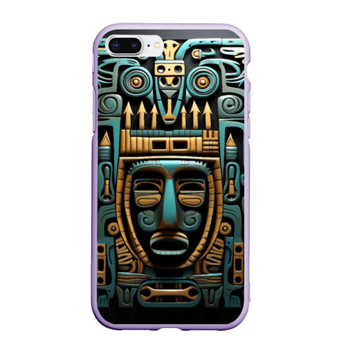 Чехол для iPhone 7Plus/8 Plus матовый с принтом Орнамент с маской в египетском стиле, вид спереди #2