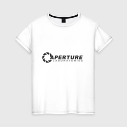 Женская футболка хлопок Aperture Laboratories логотип
