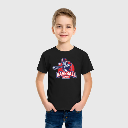 Детская футболка хлопок Бейсбольная лига, цвет черный - фото 3