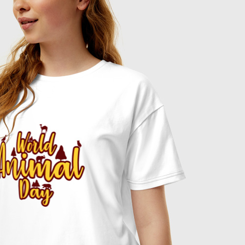 Женская футболка хлопок Oversize с принтом Всемирный день животных, фото на моделе #1