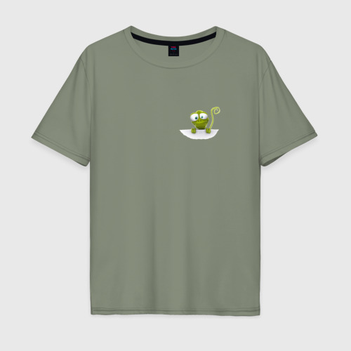 Мужская футболка хлопок Oversize с принтом Ящерица выглядывает, вид спереди #2