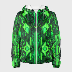 Женская куртка 3D Киберпанк неоновая броня зелёная