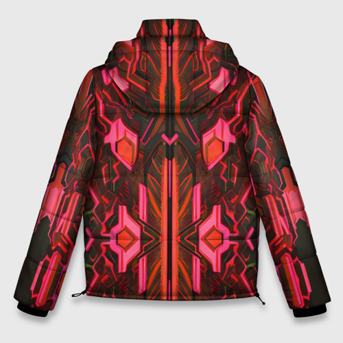 Мужская зимняя куртка 3D Киберпанк неоновая броня красная, цвет черный - фото 2