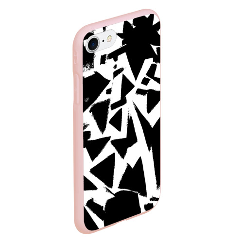 Чехол для iPhone 7/8 матовый с принтом Абстрактная чёрно-белая композиция, вид сбоку #3