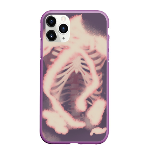 Чехол для iPhone 11 Pro матовый Скелет легких , цвет фиолетовый