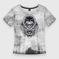 Женская футболка 3D Slim Texture - разозленная горилла