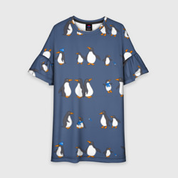 Детское платье 3D Забавное семейство пингвинов 