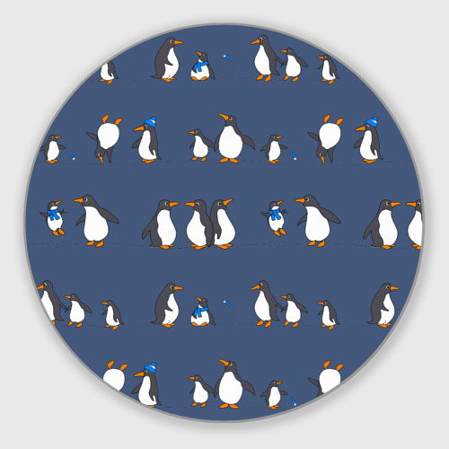 Круглый коврик для мышки Забавное семейство пингвинов 