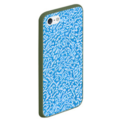 Чехол для iPhone 5/5S матовый Белые узоры на синем фоне - фото 2