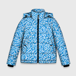 Зимняя куртка для мальчиков 3D Белые узоры на синем фоне