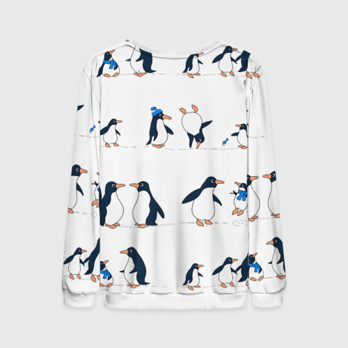 Мужской свитшот 3D Семейство пингвинов на прогулке , цвет белый - фото 2
