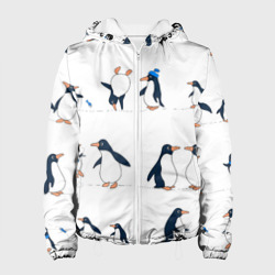 Женская куртка 3D Семейство пингвинов на прогулке 
