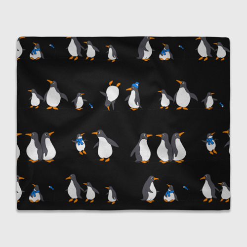 Плед 3D с принтом Веселая семья пингвинов, вид спереди #2