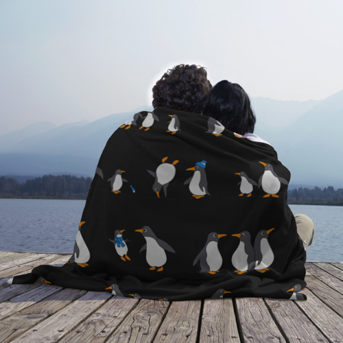 Плед 3D с принтом Веселая семья пингвинов, вид сбоку #3