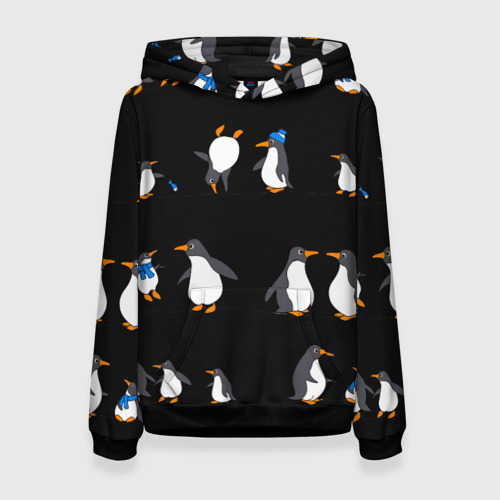 Женская толстовка 3D с принтом Веселая семья пингвинов, вид спереди #2