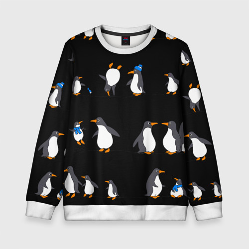 Детский свитшот 3D Веселая семья пингвинов , цвет 3D печать